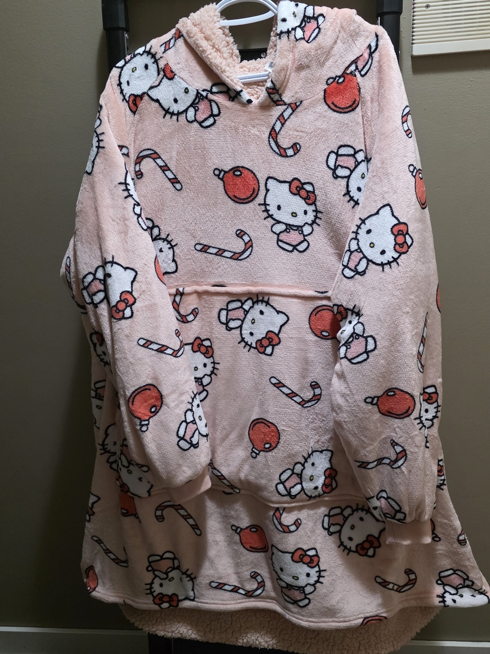 Sanrio Hello Kitty Christmas Holiday Fleece Oversized "Oodie" Blanket Sweatshirt
